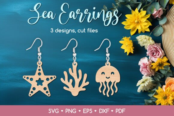 Download Sea Earrings SVG Cut Files Ocean Jewelry - Jewelry Collection