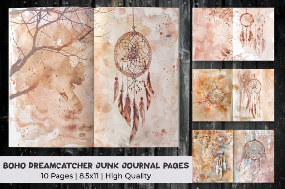 Download Boho Dreamcatcher Junk Journal Pages - Boho dreamcatcher Collection