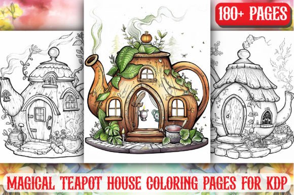 Download Magic Teapot Houses Coloring Book Pages - Coloring book Collection