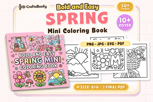 Download Bold and Easy Spring Mini Coloring Book - Coloring book Collection