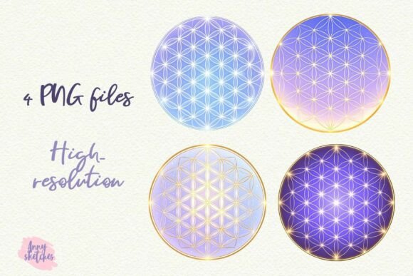 Download 4 Flower of Life Sacred Geometry Clipart - Sacred geometry Collection