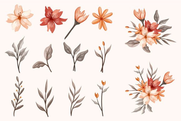 Download Set Botanic Blossom Floral Elements - Floral element Collection