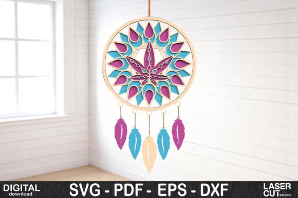 Download Mandala Dreamcatcher SVG Laser Cut - Dreamcatcher svg Collection