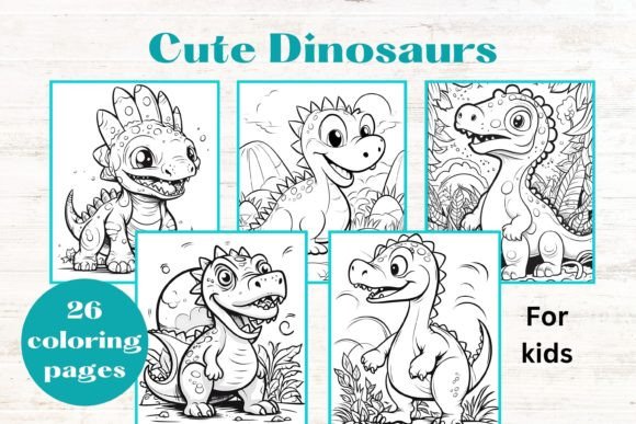 Download CUTE DINOSAURS Kids Coloring Book Pages - Coloring book Collection
