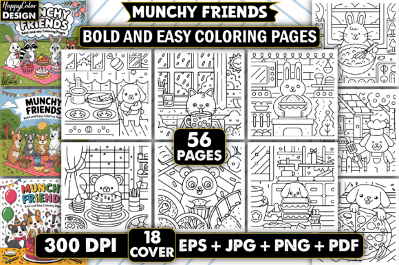 Download Munchy Friends Bold &amp; Easy Coloring Book - Coloring book Collection